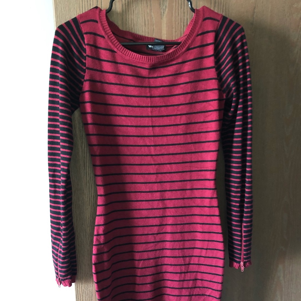 Black and red sweater dress